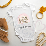 Personalised Happy Mother's Day Baby Bodysuit. Custom Baby Vest - Blue or Pink Bunny Design