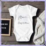 Personalised Born In 2026 Baby Bodysuit. Custom Baby Vest - Pink or Blue Bunny Design