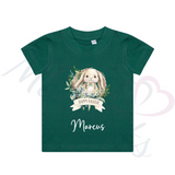 Personalised Kids Happy Easter T-shirt - Bunny Wreath Design