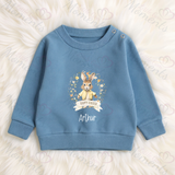 Personalised Easter Bunny Sweatshirt. Baby/Toddler Jumper - Easter Bunny Wreath Design - Pink or Blue