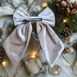 Personalised Christmas Velvet Hair Bow - Elf Climbing Christmas Tree Design