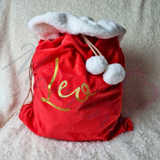 Luxury Plush Velvet Personalised "Merry Christmas" Santa Gift Sacks - Red or Grey - 50cm x 70cm