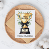 Personalised Happy Father's Day Card. Fully Custom Card for Dad - Trophy Design