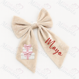 Personalised Christmas Velvet Hair Bow - Christmas Presents Design