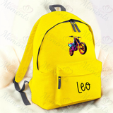 Personalised Neon Dirt Bike School Bag