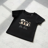 Personalised Born In 2026 Organic Cotton Baby Tee: Farm Animal Design