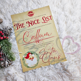 Personalised Nice List Certificate - Rustic. Custom Kids Xmas Treat. Christmas Eve Box Fillers.