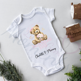 Personalised Our First Mother's Day Baby Bodysuit. Custom Baby Vest - Blue or Pink Design