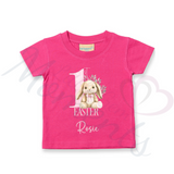 Personalised 1st Easter Kids T-shirt - Pink or Blue Bunny Design