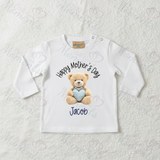Personalised Happy Mother's Day Long Sleeved Top - Baby and Toddler - Teddy Heart Design