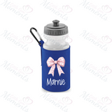 Personalised Gingham Bow School Water Bottle