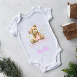 Personalised Happy Father's Day Baby Bodysuit. Custom Cute Father's Day Baby Vest - Pink or Blue