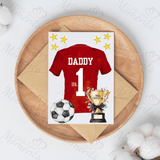 Personalised Happy Father's Day Card. Fully Custom Card for Dad - No.1 Daddy Football Shirt Design