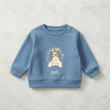 Personalised Easter Bunny Sweatshirt. Baby/Toddler Jumper - Easter Bunny Wreath Design - Pink or Blue