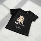 Personalised "Hello World" Organic Cotton Baby Tee: Bunny Design