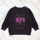 Personalised Mini Witch Energy Kids Sweatshirt | Custom Halloween Toddler Top