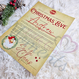 Personalised Christmas Eve Letter - Rustic. Custom Kids Xmas Treat. Christmas Eve Box Fillers. Handmade Festive Santa Letter for Children