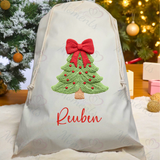 Personalised Christmas Santa Sack - Christmas Tree Design. Premium Custom Xmas Gift Sack with Name