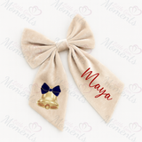 Personalised Christmas Velvet Hair Bow - Christmas Bell Design