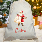 Personalised Christmas Santa Sack - Santa Claus Design. Premium Custom Xmas Gift Sack with Name