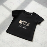 Personalised Born In 2026 Organic Cotton Baby Tee: Bunny Design