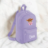 Personalised Kids Highland Cow Mini Backpack