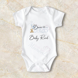 Personalised Born In 2026 Baby Bodysuit. Custom Baby Vest - Pink or Blue Teddy Design 2