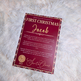 Personalised First Christmas Tartan Certificate. Custom Baby Xmas Keepsake.