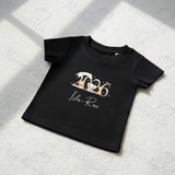 Personalised Born In 2026 Organic Cotton Baby Tee: Safari Animal Design