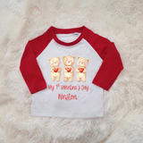 Personalised My 1st Valentine's Day Long Sleeved Top. Baby Valentine's Outfit - Red or Navy - 3 Little Bears