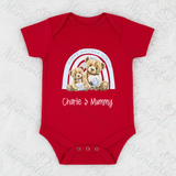 Personalised Happy Mother's Day Baby Bodysuit. Custom Baby Vest - Blue or Pink Teddy Rainbow Design