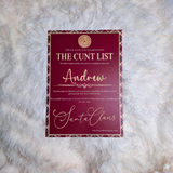 Personalised Adults Explicit Novelty Christmas Certificate. The C**t List. 18+. Custom Made Funny Secret Santa Gift  - Tartan Design