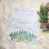 Personalised Pink Nice List Certificate. Custom Christmas Eve Box Fillers