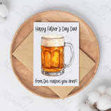 Personalised Happy Father's Day Card. Fun Fully Custom Card for Dad - Reason You Drink - Beer Tankard