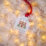 Personalised "First Christmas In Our New Home" Bauble. House Shaped Acrylic Xmas Tree Decoration - Version 2
