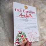 Personalised First Christmas Certificate from Santa Claus. Custom Baby Xmas Keepsake - Candy Cane Lane Design