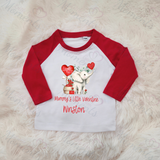 Personalised Mummy's Little Valentine Long Sleeved Top. Kids Valentine's Outfit - Red or Navy - Elephant Design 2