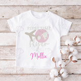 Personalised 1st Time Flyer T-shirt. Custom First Plane Ride Outfit
