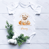 Personalised Cutest Little Pumpkin Baby Bodysuit. Custom Baby's Halloween Vest. New Baby Gift.