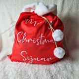 Luxury Plush Velvet Personalised "Merry Christmas" Santa Gift Sacks - Red or Grey - 50cm x 70cm