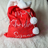 Luxury Plush Velvet Personalised "Merry Christmas" Santa Gift Sacks - Red or Grey - 50cm x 70cm