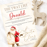 Personalised Adults Explicit Novelty Christmas Certificate. The T**t List. 18+. Custom Made Funny Secret Santa Gift