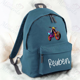 Personalised Neon Dirt Bike School Bag