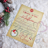 Personalised I Believe In You Santa Letter to Encourage Good Behaviour. Custom Kids Xmas Letter. A4 Premium Children's Nice List Reminder