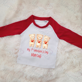Personalised My 1st Valentine's Day Long Sleeved Top. Baby Valentine's Outfit - Red or Navy - 3 Little Bears