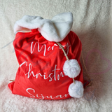 Luxury Plush Velvet Personalised "Merry Christmas" Santa Gift Sacks - Red or Grey - 50cm x 70cm