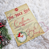 Personalised Nice List Certificate - Rustic. Custom Kids Xmas Treat. Christmas Eve Box Fillers.