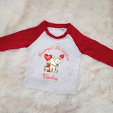 Personalised Mummy's Little Valentine Long Sleeved Top. Kids Valentine's Outfit - Red or Navy - Elephant