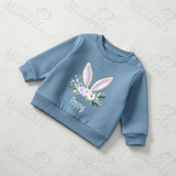 Personalised Bunny Ear Sweatshirt. Custom Kids Jumper - Floral Bunny Ear Design