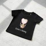 Personalised Mother's Day Organic Cotton Baby Tee: Teddy Bear Hot Air Balloon Design
